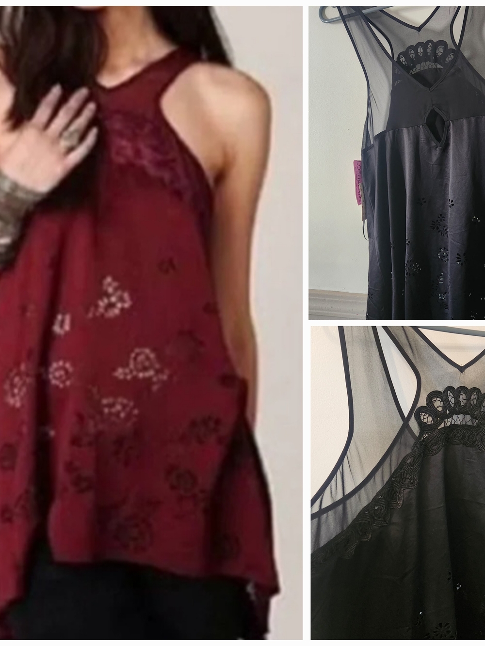 Sheer Tank Tunic Top In Black Sz L
